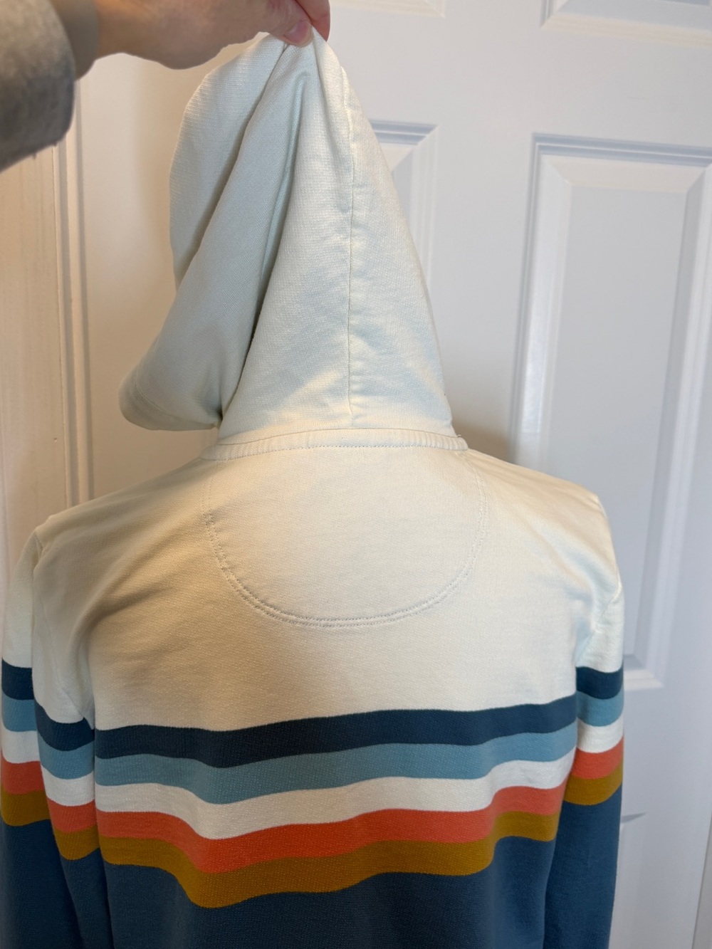 L.L. Bean Women’s Blue Cream Orange Vintage Soft Rugby Hoodie Small Colorblock - Picture 7 of 11